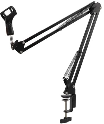 Support de Micro à Bras de Flèche, Bras de Micro Réglable de Bureau avec Pince, Adaptateur de Filetage, capacité de de 3 Kg, pour Podcasts, Streaming, Jeux, Bureau à