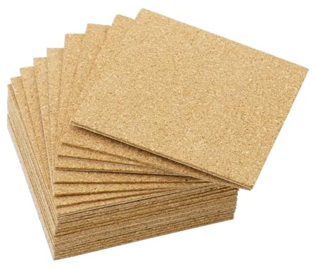 DBOO Self-Adhesive Cork Squares 30 Pack - 10x10 cm Cork Tiles for DIY Coasters and Baking Sheets