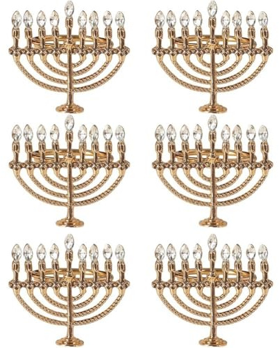 Vobumix Chanukka-serviettenringe, 6 Stück, Jüdische Chanukka-Party-serviettenhalter, Kerzenständer-förmige Serviettenhalter, Serviettenschnallenhalter Für Party