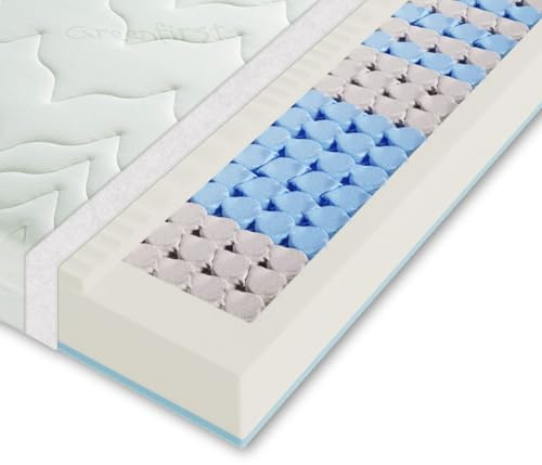 Sleepneo Taschenfederkernmatratze H2 H3 90x200, Vario LUX Greenfirst – Höhe 22cm Hochwertige 7 Zonen Matratze in 90x200, Bezug mit Greenfirst® Veredelung – antibakteriell Allergiker geeignet