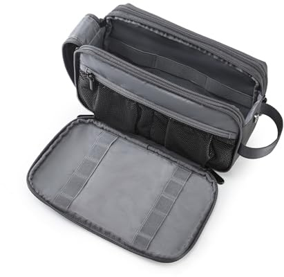 BAGSMART Men's Wash Bag, Large Capacity Travel Toiletry Bag & Wet Pocket | Water-resistant, for Toiletries, Shavers & Skincare Storage, Bathroom, Gym, Camping, Grey