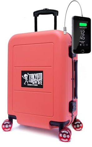 Kabinengepäck Skate-Rollen 55x40x20 Coral Tokyo USB Skateboard Leicht 360 | Kabinengepäck mit leisen Skate-Rollen 360°; robustes deutsches Polycarbonat, leicht, mit USB-Anschluss