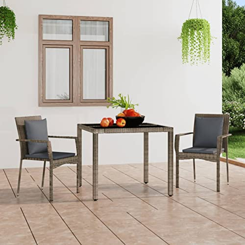 Sufrk Gartenstühle mit Kissen GartenstüHle Gartensessel Outdoor Garten StüHle Terassenstuhl 2 STK. Poly Rattan Grau - 319878