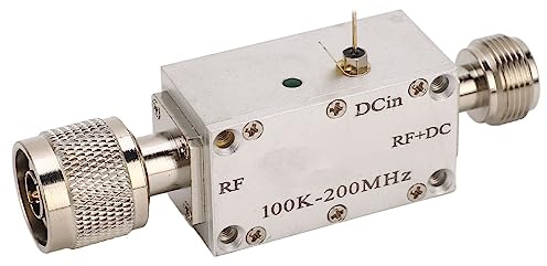 Qukaim RFDC - Módulo amplificador de banda ancha RF de alta frecuencia, bloqueador de CC para unidad de modulación óptica, 0.1-200 MHz, 1 A, aleación de aluminio