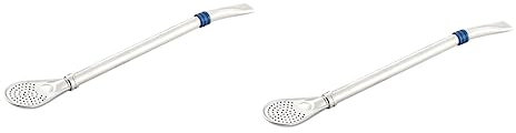 Cabilock 2piezas Cuchara De Pajita Inoxidable Con Colador Extraíble y Cepillo De Limpieza Para Batidos y Cócteles Uso Restaurantes y Bares
