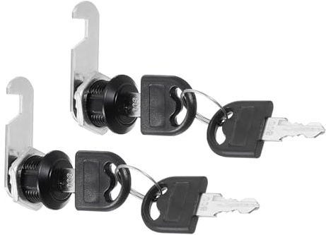 PATIKIL Cabinet Drawer Lock with Keys 2 Pcs 5/8 (16mm) Keyed Different Zinc Alloy Security Lock Cylinder Cam for Door Cupboard Household Mailbox Office Black