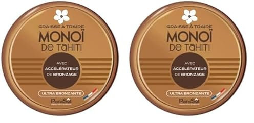 Parasol Pot Graisse à Traire au Monoï de Tahiti, Crème, Hypoallergénique (Lot de 2)