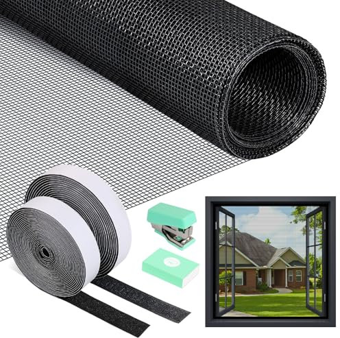 PITMT Mosquiteras para Ventanas, 120x250cm Tela Mosquitera Ventana Ajustable Sin Perforaciones, Malla Mosquitera Ventana con Cinta Adhesiva, Rollo Mosquitera Fibra de Vidrio de Insectos de Protección