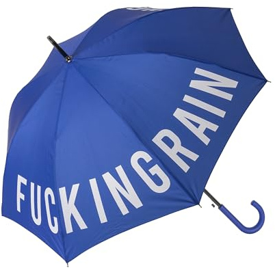 Fisura – Paraguas grande F*cking rain” juvenil azul. Paraguas anti viento resistente automático con botón. Mango ergonómico. 106 centímetros de diámetro.