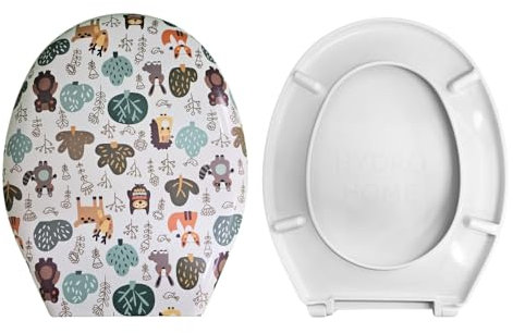 Universal-WC-Sitz, bedruckt mit Tiermotiven, kompatibel mit verschiedenen Modellen, aus Duroplast, Zeichnungen, Dekorationen, bunt Made in Italy
