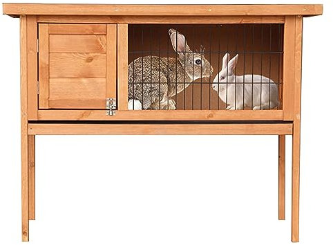 Kaninchenstall Für Haustiere, Hasenkäfig Aus Holz Mit Ausziehbarer Ablage, Kleintierhaus Für Drinnen Und Draußen,