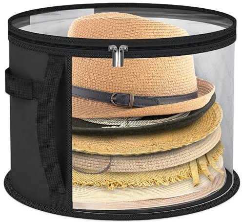 Generisch Oversized Clear Hat Box Storage Bag, Portable Cowboy Hat Box with Zipper, Cowboy Hat Organizer for Closet, Wide Brims Hat Case with Carrying Handles (Black)