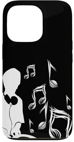 DJ con tocadiscos y partituras, drum and bass, techno Carcasa para iPhone 13 Pro