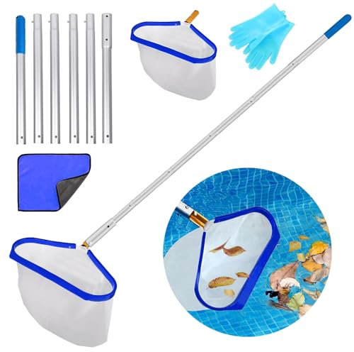 Kit Pulizia Piscina,Retino per Piscina,Retino Piscina Pulizia-Robusto Telaio in Lega Metallica-2.25 M Asta Telescopica per Piscina,Per Piscine,Laghetti e Vasche Idromassaggio Pulizia Piscina Adatto