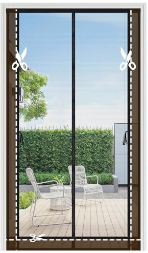 Sekey Fliegengitter Balkontür Zuschneidbar mit Seitlichen Schnallen, Starken Magneten, 4 cm Breites Klettband, Insektenschutz Moskitonetz Reißfest, Ohne Bohren für Balkon Terrassen Küche, 100 x 210 cm