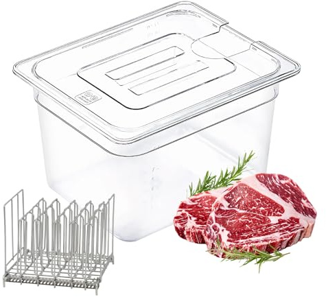 Zertylre Sous Vide Behälter,Niedertemperatur-Slow Cooker mit Deckel, Fassungsvermögen 11 Liter mit Deckel und Tablett zum Garen vieler Marken von Steaks, Beefsteaks