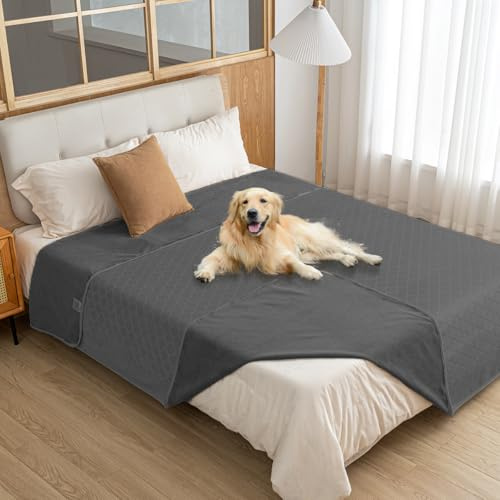 Amarrirose wasserdichte Hundedecke,127x152cm Outdoor Hundematte Waschbar für Grosse Hunde,Flauschig Katze ndecke und Weich Beidseitiger Sofabezug-Schutz,Dunkelgrau+grau