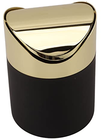 Mülleimer, Edelstahl Mini Mülleimer mit Deckel für Schreibtisch, platzsparender Abfalleimer mit Klappdeckel, stilvoller Kosmetikeimer für Büro oder Schlafzimmer