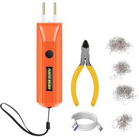Plastic Welder, Cordless Handheld Plastic Welding Kit with 400PCS Staples, Portable Mini Welding Machine for Car Bumper Plastic Crack Repair, Orange