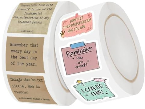 1000 Pcs Motivational Stickers for Adults,Teacher Reward Prizes Decals for Scrapbook, Planner, Journal, Water Bottle Inspirational Word Stickers in 2 Rolls Aesthetic Labels for DIY Laptop Books