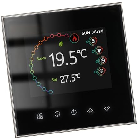 Fafeicy Termostato Inteligente WiFi Control Táctil Programable Automatización del Hogar Termostato Inalámbrico para Caldera de Agua de Agua - Negro 1 para Ahorro de Energía (Calefacción de Piso