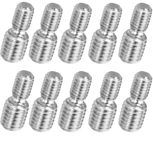 M6x1 zu M8x1.25 Doppel Ende Gewindebolzen, Bolzenschraube mit Doppelgewinde, Schraube Bolzen, 10 Stück 304 Edelstahl Stab Bolzen Gewinde Reduzierer Adapter für Möbel Hardware 20mm
