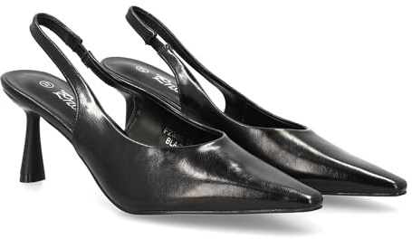 shoes&blues.es 95497 Zapato de Salon Destalonado con Punta y Tacon Fino.Cierre Elastico. Ideal para Mujer en Temporada de Otono Invierno. Negro Talla 40