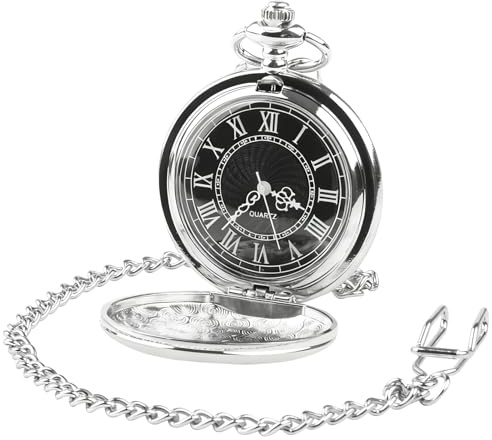 Distorris Pocket Watch for Men with Black Dial and Chain Quartz Roman Numerals Pocket Watch for Birthday, Wedding, Anniversary, Valentine's Day, Father's Day