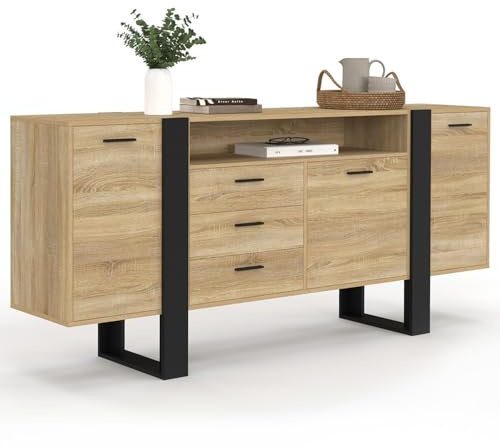 IDMarket - Buffet 180 cm Phoenix XXL Bois et Noir