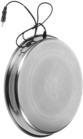 Hemobllo Base Calefactora Para Bebederos De Agua Para Pollos y Aves De Corral, Calentador De Agua Eléctrico De Acero Inoxidable, 38 Cm, Para Uso Invierno, Adecuado Para Mascotas y Granjas
