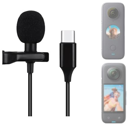 ZLiT Lavalier-Mikrofon für Insta360 X3/X2 Kamera, USB-C Omnidirektionales Ansteckmikrofon, Clip-On-Mikrofon für Videoaufnahme und Audioaufnahme, Schwarz