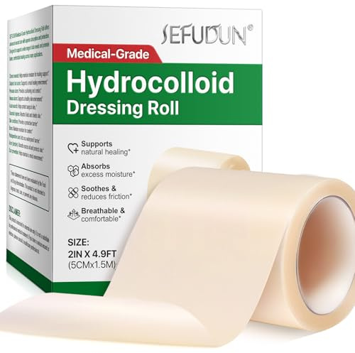 Hydrokolloid-Wundheilungsrollen, 5cmx1.5m Blasenpflaster Wundpflaster, Hydrokolloid-Bandagen mit Selbstklebend für Bettschmerzen, stark saugfähig bei Verbrennungen, Blasen, Aknebehandlung (5cmx1.5m)