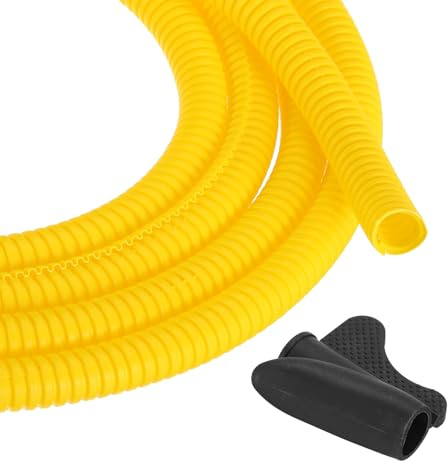 sourcing map 3/8 Inch 10ft Split Wire Loom Tubing, Flexible Cord Protectors with Installation Tool Cable Management Sleeve Conduits Cover for Office Home Electrical Automotive Wires, Yellow