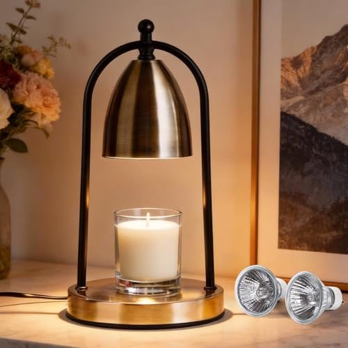 Woowtt Candle Warmer Lamp with Timer, Vintage Flameless Candle Lamp Dimmable Candle Heater Lamp for Jar Candles Home Decor Gifts for Men Women House Warming Gifts