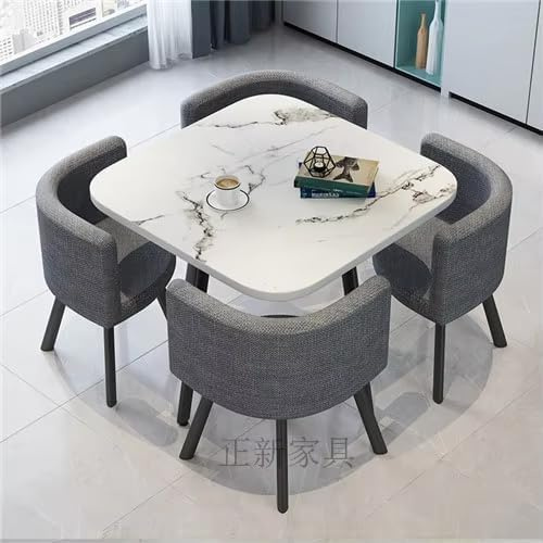 Emirates Living 5 Piece Square Dining Table Set -Wooden Dining Table with 4 Upholstered Chairs, Compact Dining Furniture for Kitchen, Apartment & Living Room