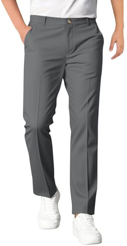 Haloumoning Pantalones de vestir para niños con cintura elástica y pierna recta