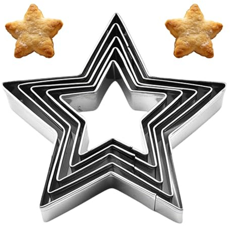 5 Pcs Star Cookie Cutters,Cutter Christmas Baking Pastry Set,Biscuit Cake Kids Gingerbread Mince Small Snowflake Cookies Usable,Shaped Mini Stainless Creative Hexagon Stars,for Christma Foods Shapes