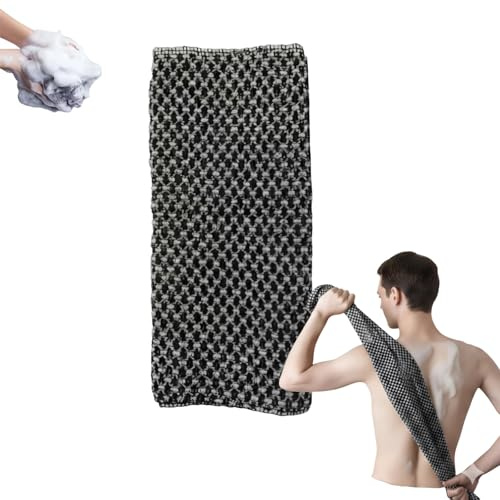 Serviette De Douche Exfoliante Ecovia - Gant de Gommage Naturel en Fibre de Bambou et Charbon, Exfoliation Douce pour le Corps (GRIS,1)