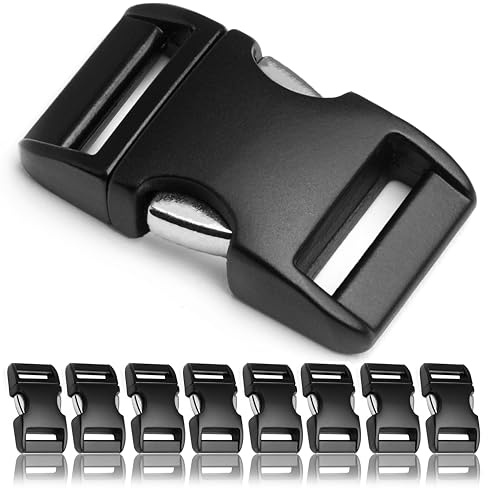 Ganzoo Metall-Klickverschluss Alumaxx pulverbeschichtet schwarz matt 3/8 Zoll (10 mm) Set 8 Stück – Steckschließer für Paracord-Armbänder, Hundehalsbänder, Rucksack-Gurte