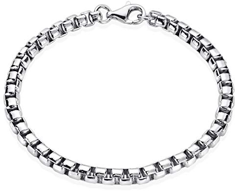 Venezianerkette Silber 925 Herren Armband 5mm massiv rhodiniert SA-92 | Silberarmband für Männer aus rhodiniertem 925 Sterling Silber in 18-23cm Made in Germany von MATERIA by Matthias Wagner