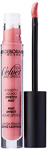 Deborah Milano Fluid Velvet Mat Lipstick, Nr. 19 Light Mauve, flüssiger Lippenstift, Matt-Effekt, spendet weiche und feuchtigkeitsspendende Lippen, 4,5 g