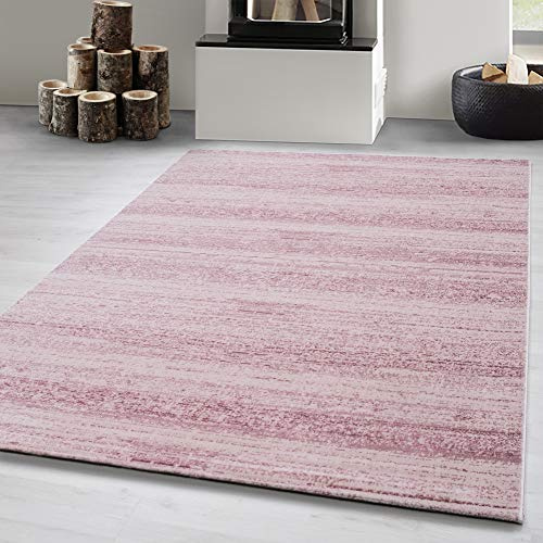 Carpetsale24 Teppich 80x150 cm Rosa Kurzflor Einfarbig Moderner Läufer für Wohnzimmer Schlafzimmer Flur Küche Esszimmer Kinderzimmer Pflegeleicht Weich
