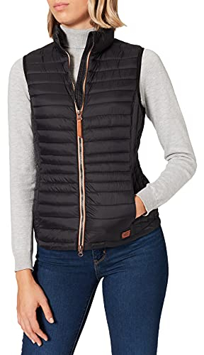 camel active Damen kurze leichte Steppweste mit elastischen Bündchen Schwarz, womenswear-42