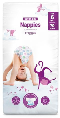 By Amazon Ultra Dry Windeln Größe 6 (15+ kg), Weiß, 70 Stück (1-er Pack) (Früher Unter Der Marke Mama Bear, Identisches Produkt)