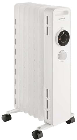CONCEPT Hausgeräte Radiador de aceite RO3307, 3 niveles de calor, 7 aletas, protección contra sobrecalentamiento, 1500 W