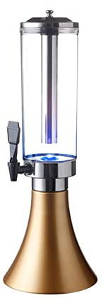 Boyuan Dispensador de Torre de Cerveza de 2.5 l, dispensador de Bebidas con Tubo de Hielo de Acero Inoxidable extraíble y Reutilizable y Luces LED, hogar de la Barra de Fiestas,A