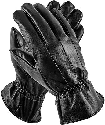 Woodland Leathers Mens Leather Gloves, Winter Warm 100% Leather Gloves with Thermal Lining Outdoor Driving for Cold Weather (Large)