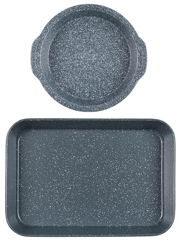 Russell Hobbs COMBO-7557A - Juego de moldes para asar y pasteles, bandejas antiadherentes de acero al carbono, laterales altos y profundos, sin PFOA, fácil limpieza, juego de cocina, colección