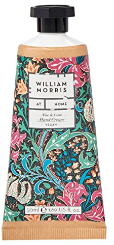 William Morris At Home Hand Cream 50ml, Enriched with Shea Butter, Floral Fragrance With Cedarwood, Pocket and Travel Size, Vegan and Cruelty Friendly, Aloe and Lime Golden Lily Dark