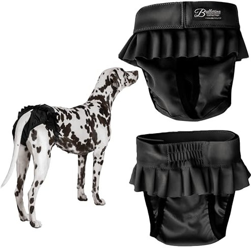 FINNERO Ballerina Läufigkeitshose für Hündinnen – Hundewindel mit Rock für Hündinnen – Schutzhose bei Läufigkeit und Harninkontinenz – Bequem, waschbar und stylisch – XL, Black